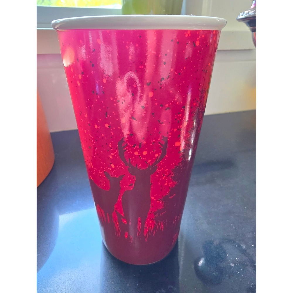 NEW Tim Hortons 2017 Ceramic Travel Mug Deer Red